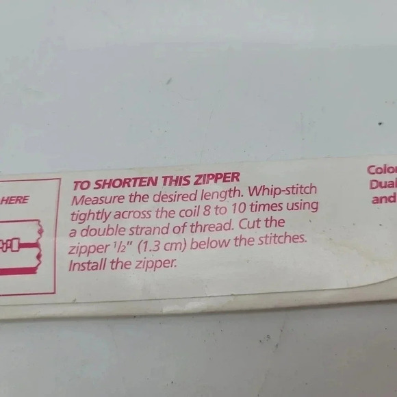 Vintage Coats And Clark All Purpose Polyester Zipper 12" Light Pink Polyester - Picture 10 of 11